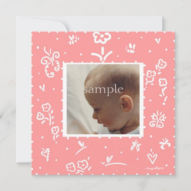 Faire-part de naissance Fleur de Saumon (Devant)