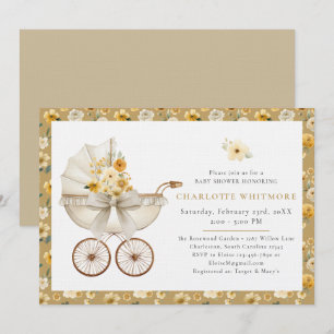 Faire-part de naissance Fleurie Beige pour Baby Sh