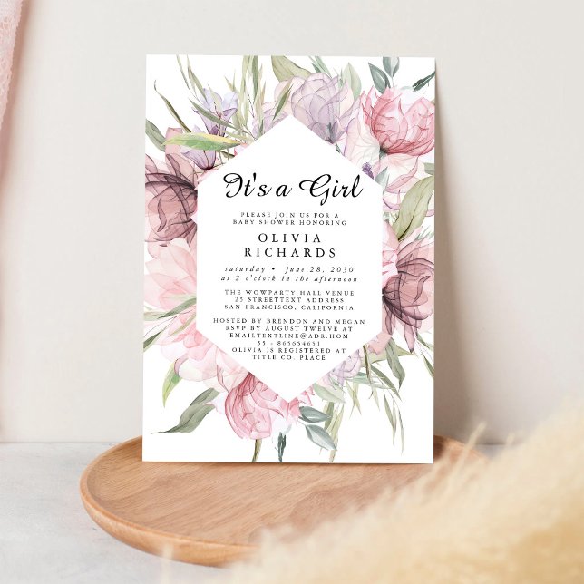 Faire-Part de Naissance Fleurie C'est Une Fille (Créateur téléchargé)