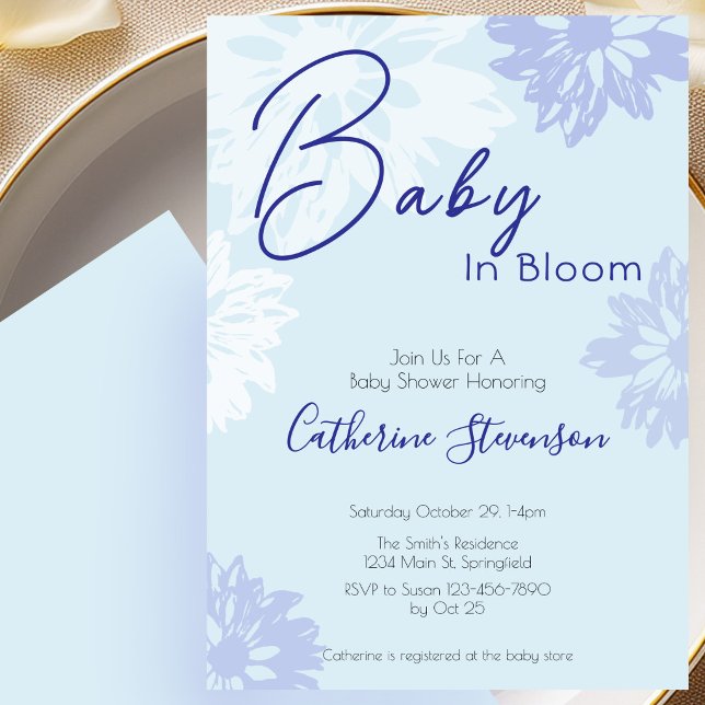 Faire-part de naissance Fleurs Bleues Bébé en Fleu (Créateur téléchargé)