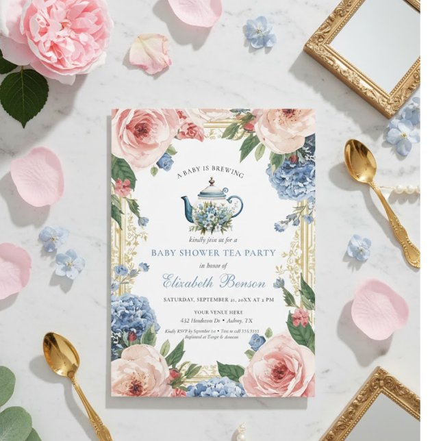 Faire-Part de Naissance Fleurs Bleues "Un Bébé Est (Créateur téléchargé)