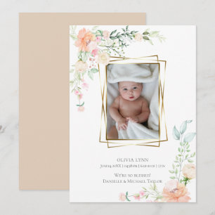 Faire-part de naissance   Fleurs d'aquarelle de pr