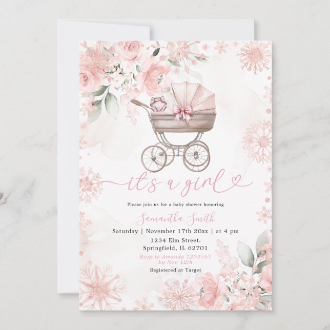 Faire-part de naissance Fleurs de Hiver pour Bébé  (Devant)