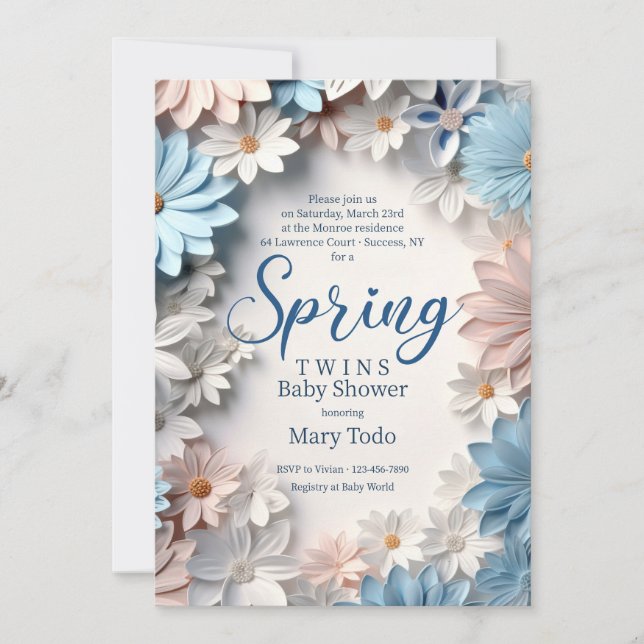 Faire-part de naissance Fleurs de Printemps (Devant)