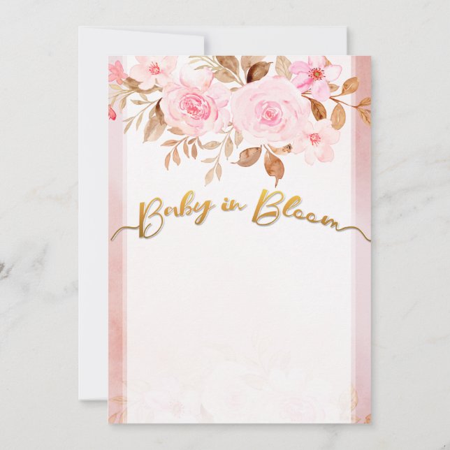 Faire-part de naissance Fleurs rose pastel pour Ba (Dos)