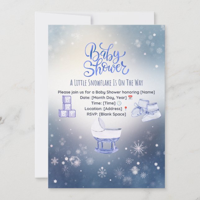 Faire-part de naissance Flocon de neige d'hiver (Devant)