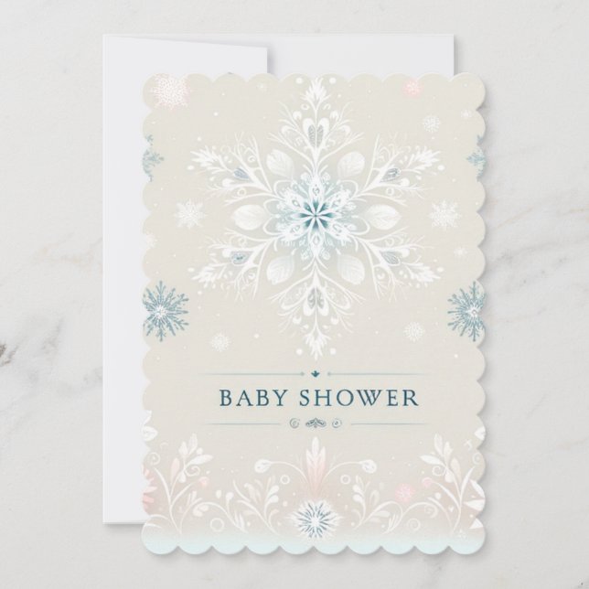 Faire-Part de Naissance Flocon de Neige Fantaisie  (Devant)
