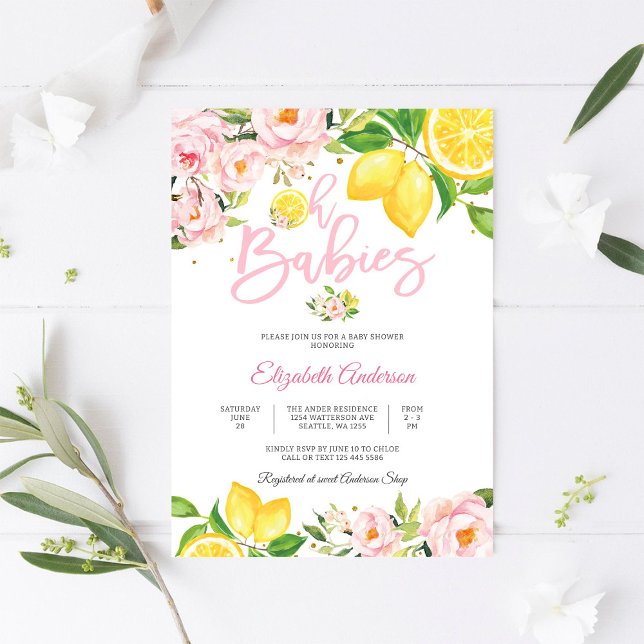 Faire-part de naissance floral au citron (Créateur téléchargé)