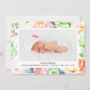 Faire-part de naissance floral de cadre