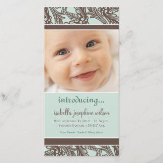 Faire-part de naissance Floral Orné (Brown/Sage)