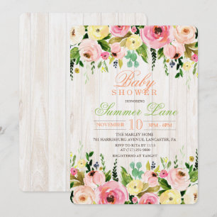 Faire-part de naissance floral rustique pour Baby