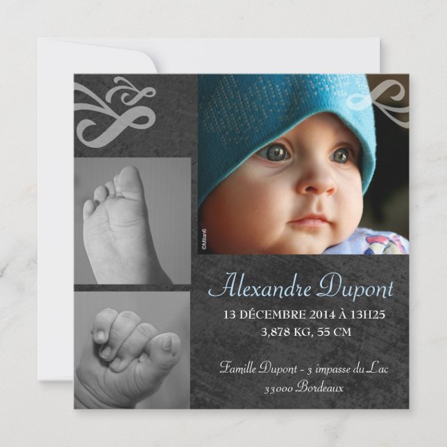 Faire-part de naissance Garçon (Devant)