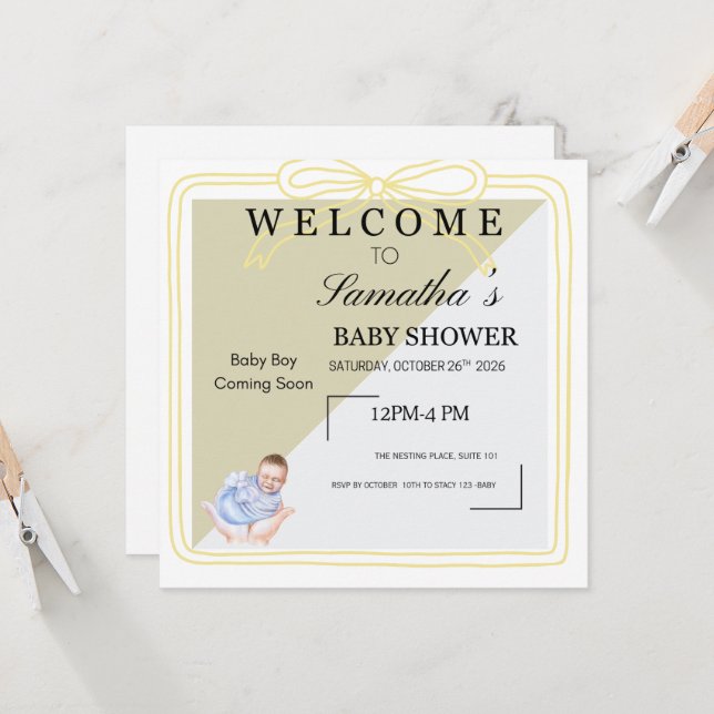 Faire-part de naissance garçon classique | Gol dou (Devant/Arrière en situation)