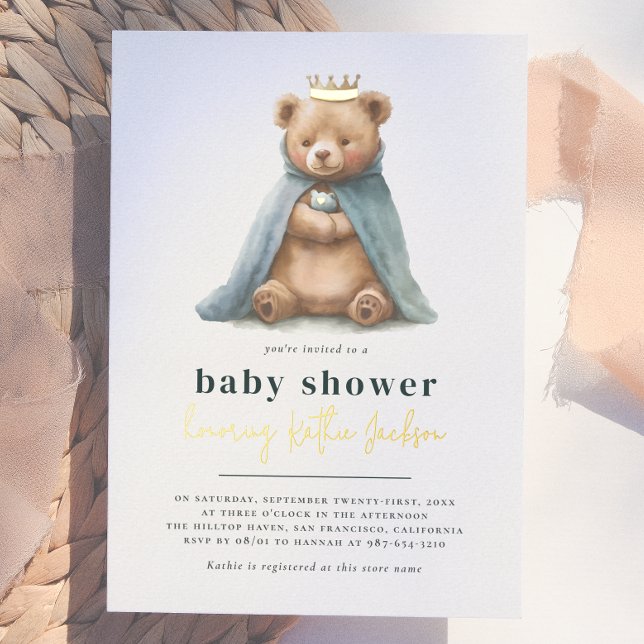 Faire-part de Naissance Garçon Ourson Royal Prince (Créateur téléchargé)