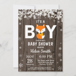 Faire-part de naissance garçon Rustic Fox Winter