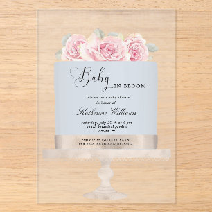 Faire-Part de Naissance Gâteau Floral Baby in Bloo