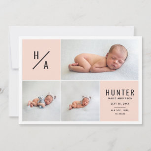 Faire-part de naissance géométrique moderne multip