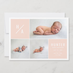 Faire-part de naissance géométrique moderne multip
