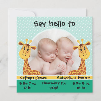 Faire-part de naissance Giraffe Twins