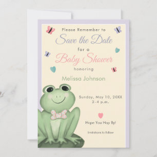 Faire-part de naissance grenouille lavande crémeus