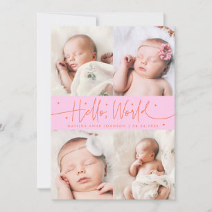 Faire-part de naissance Hello World écriture Orang
