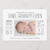 Faire-part de naissance infographique pour bébé ga