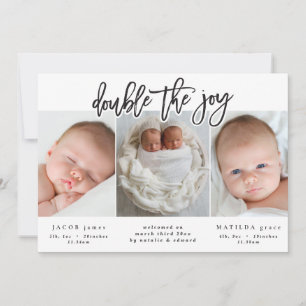 Faire-part de naissance jumeau multiphoto