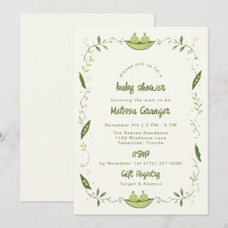 Faire-Part de Naissance Jumeaux Cosse de Pois Vert