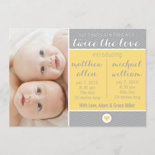Faire-part de naissance - jumeaux, deux fois