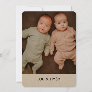 Faire-Part de naissance jumeaux Kraft