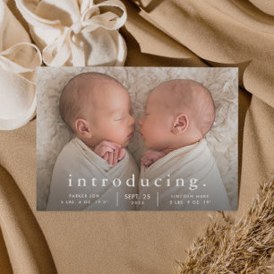 Faire-Part de Naissance Jumeaux Photo Minimaliste 