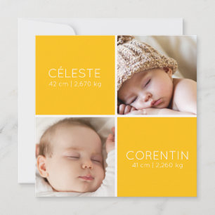 Faire-Part de naissance jumeaux SOL