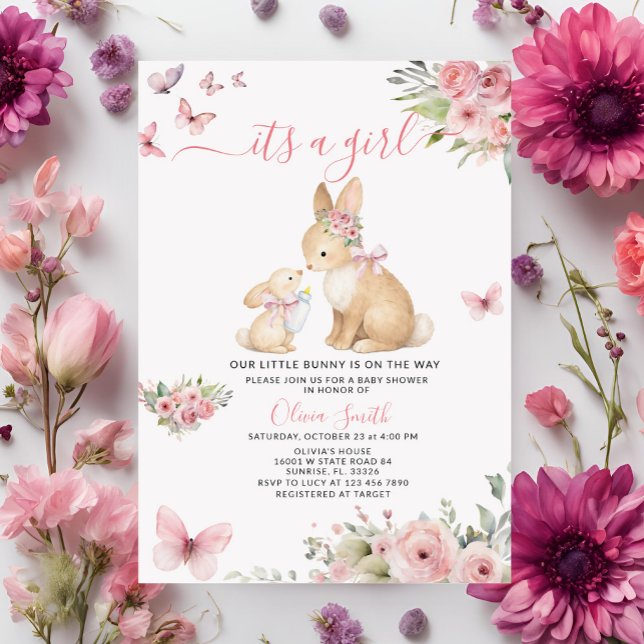 Faire-part de Naissance Lapin C'est une Fille Papi (Créateur téléchargé)