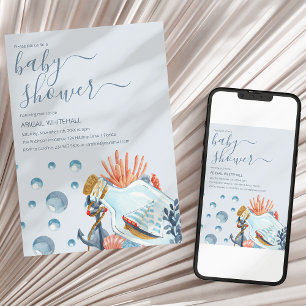 Faire-part de naissance marin aquarelle pour bébé
