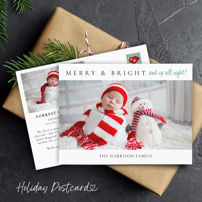 Faire-part de naissance Merry & Bright Photographi (Merry & Bright Birth Announcement Photos Postcard)