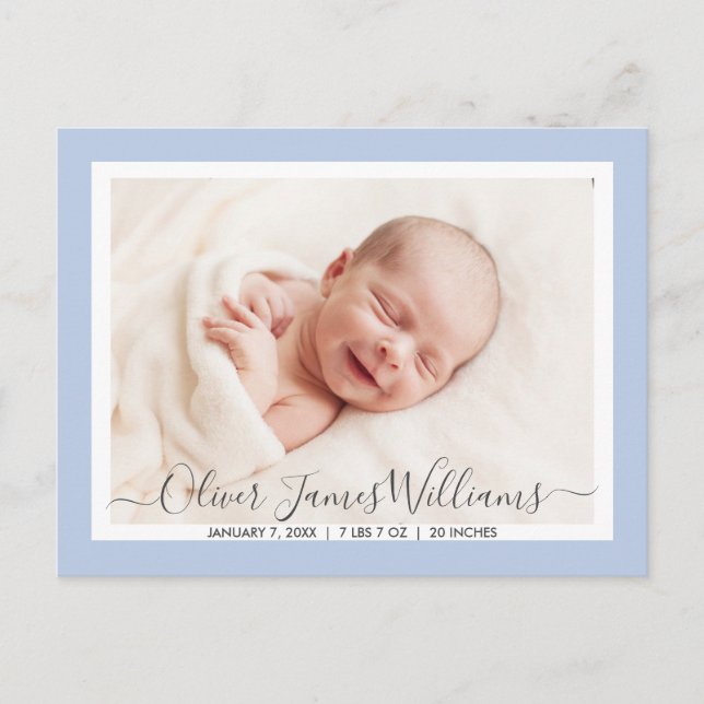 Faire-part de naissance mignon et élégant en carte (Devant)