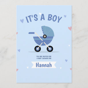 Faire-part de naissance minimaliste bleu bébé garç