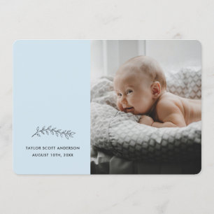 Faire-part de naissance minimaliste bleu moderne