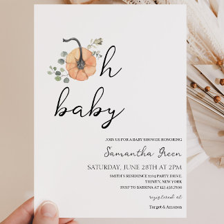 Faire-part de naissance minimaliste Citrouille "Oh