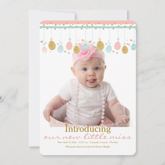 Faire-part de naissance mobile de photo de Pâques (Devant)