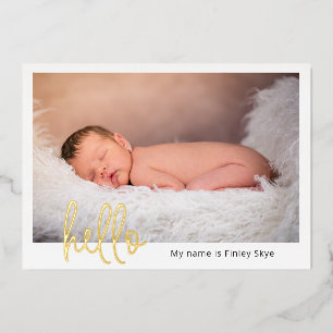 Faire-part de naissance moderne avec feuille d'alu