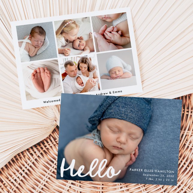 Faire-part de naissance moderne avec photo et coll (Créateur téléchargé)