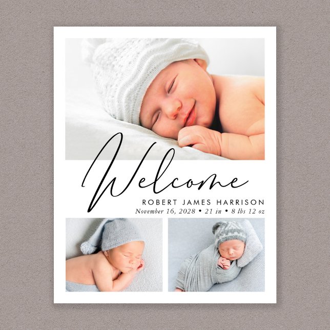 Faire-part de naissance moderne avec script de bie (Créateur téléchargé)
