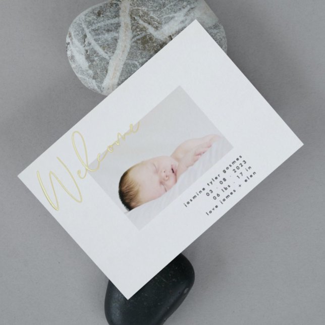 Faire-part de naissance moderne blanc noir bienven (Créateur téléchargé)