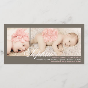 Faire-part de naissance moderne deux photos bébé f