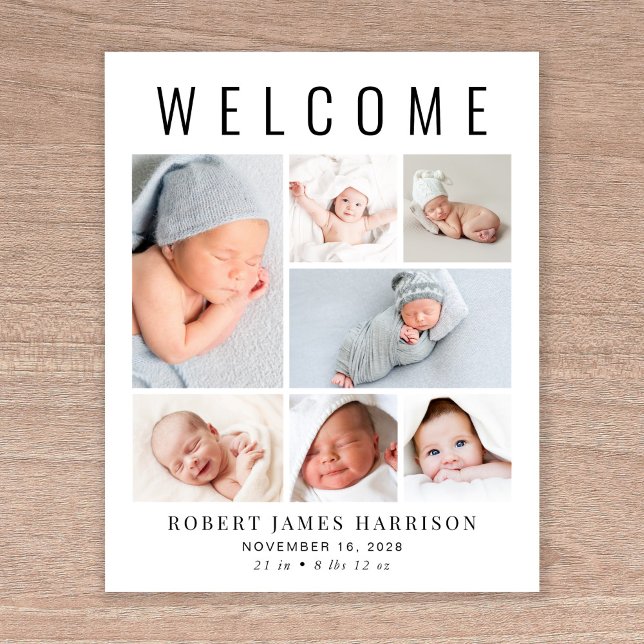 Faire-part de naissance moderne en collage de phot (Créateur téléchargé)