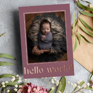 Faire-Part de Naissance Moderne Mauve Hello World 