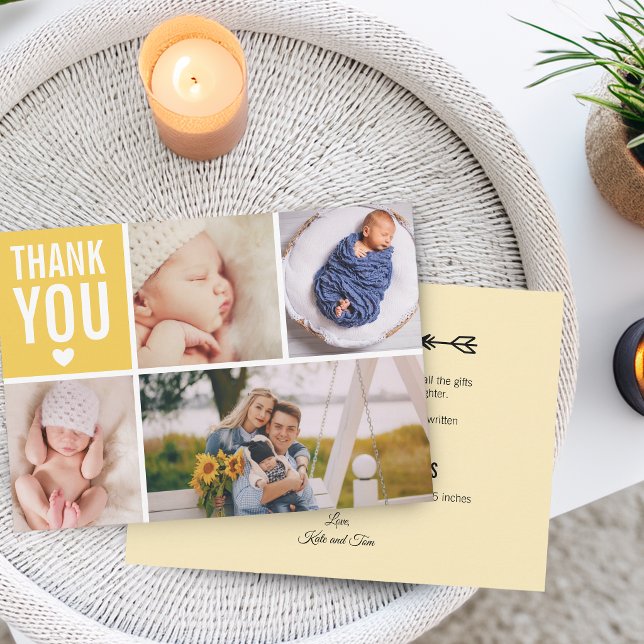Faire-Part de Naissance Moderne Merci Collège Stat (Modern Thank You Photo College Stats Flat Birth Announcement)