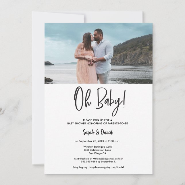 Faire-Part de Naissance Moderne Oh Baby Couple (Devant)