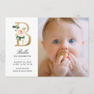 Faire-part de naissance monogramme